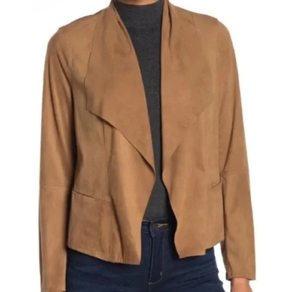 NWOT Max Studio XS Faux Ultra Suede Jacket Brown Vegan Blazer 131979